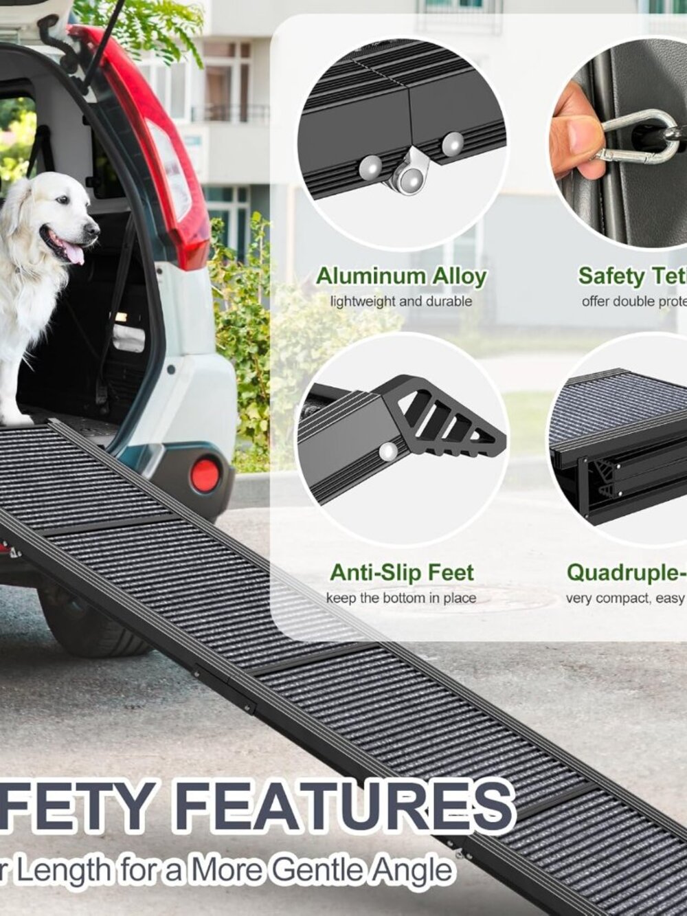 Dog Ramp for Car 71" Extra Long & 17.2" Wide
